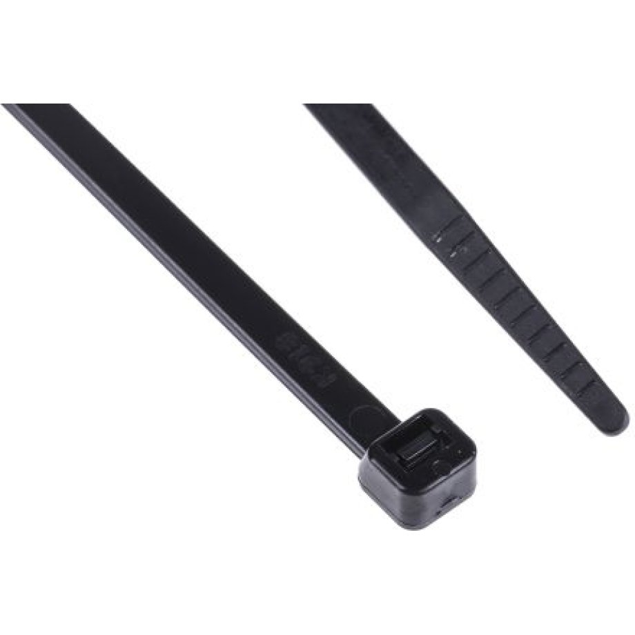 RS PRO Cable Tie, 250mm x 4.8mm, Black Nylon, Pk-100